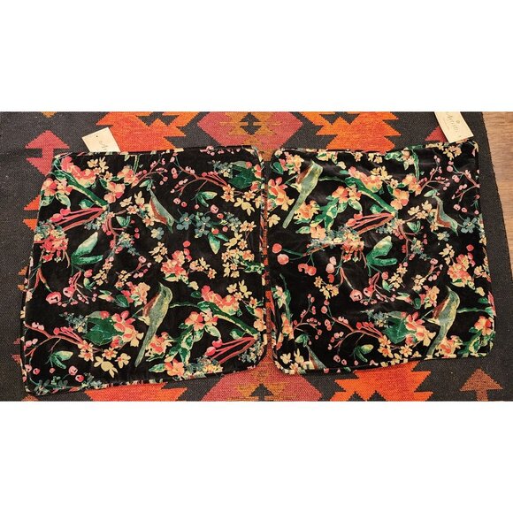 Set Of 2 Artistic Velvet Floral Quilted Black Pillow Covers.  21 inch - Picture 2 of 9